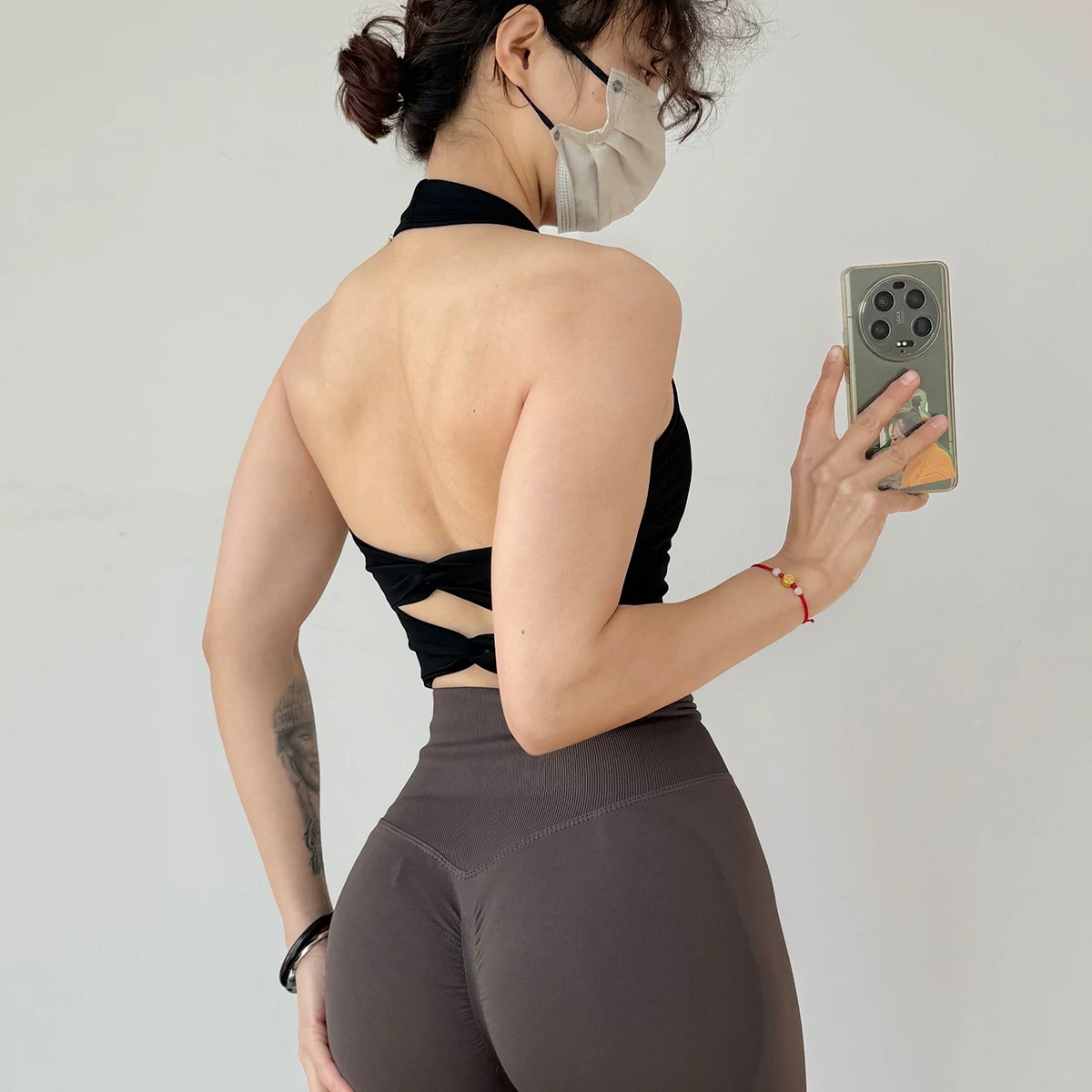 Sports Bra Racerback - Women's Halterneck Sports Bra with Detachable