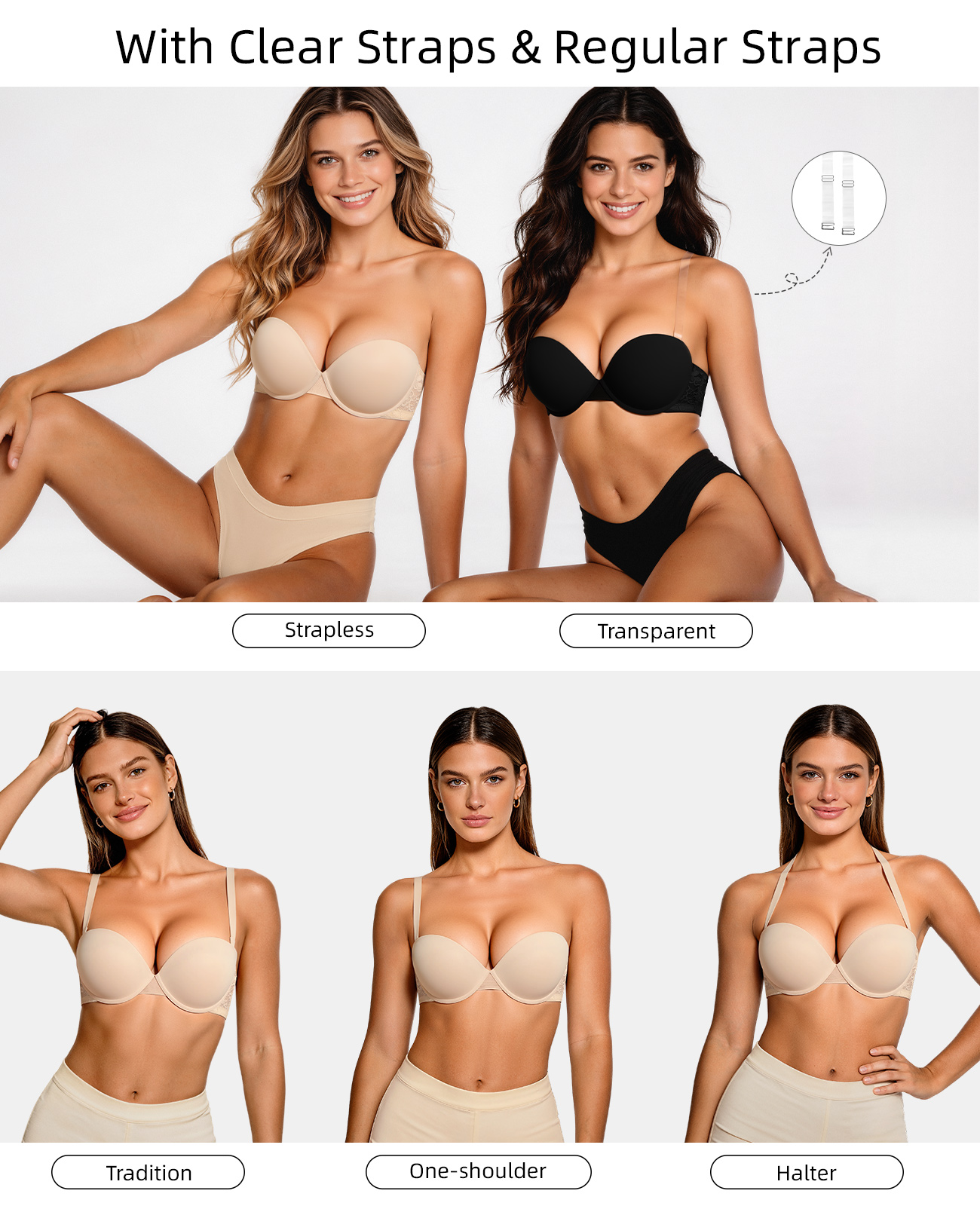 New Push Up Bra Women Lace Pad - огляд і ціна Convertible Bra Multiway