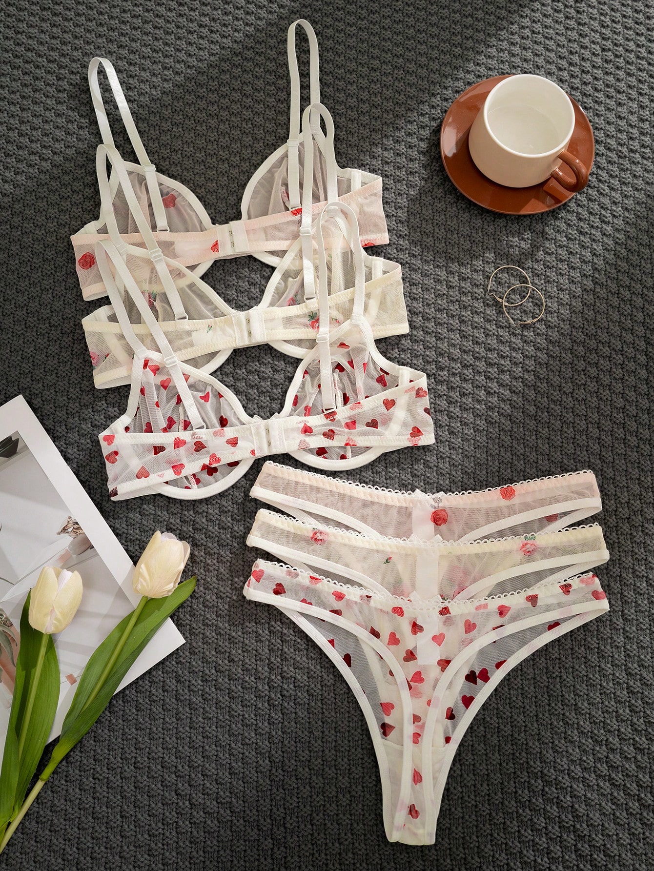 3-Piece Sheer Mesh Lingerie Se - огляд і ціна Sheer Mesh Bra