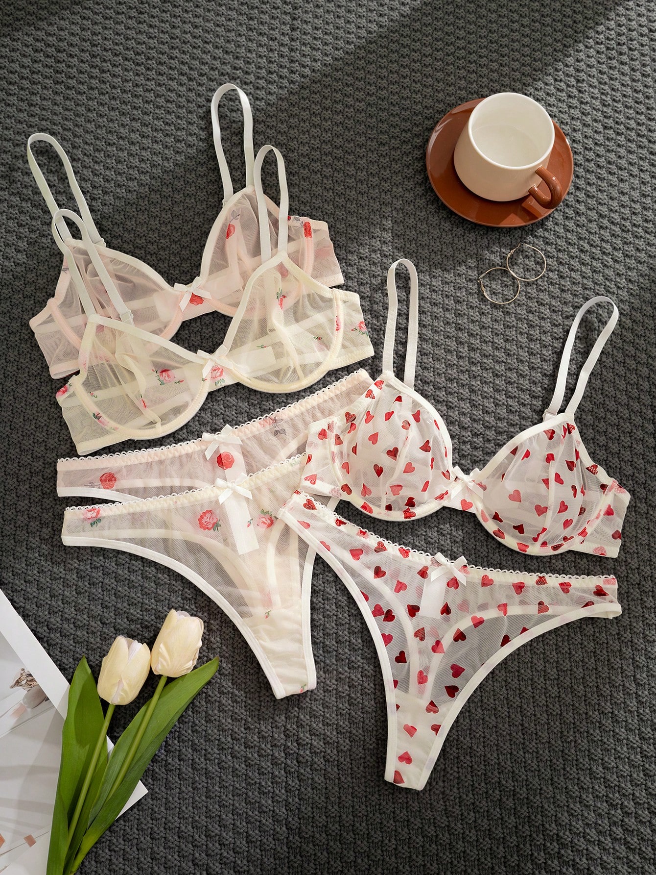3-Piece Sheer Mesh Lingerie Se - огляд і ціна Sheer Mesh Bra