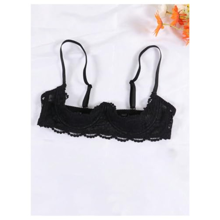 OYOANGLE Women's 1/4 Cup Lace  - огляд і ціна Demi Bra Balconette